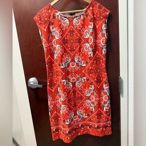 Talbots Burnt Orange Sheath Midi Dress Cap Sleeve Crew Neck